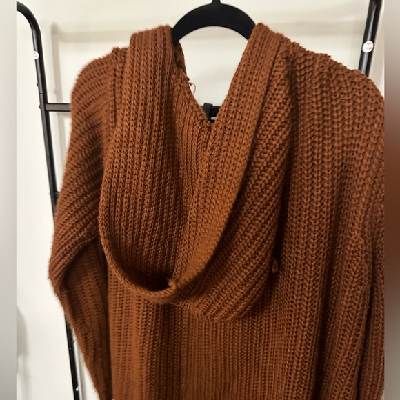 Fashion nova curve burnt orange cardigan with hood - Picture 2 of 5